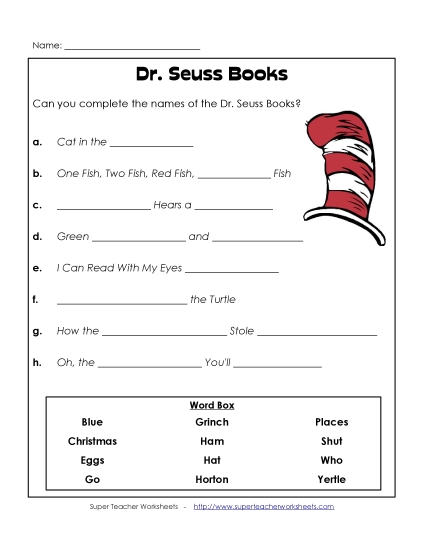 Name The Dr. Seuss Books