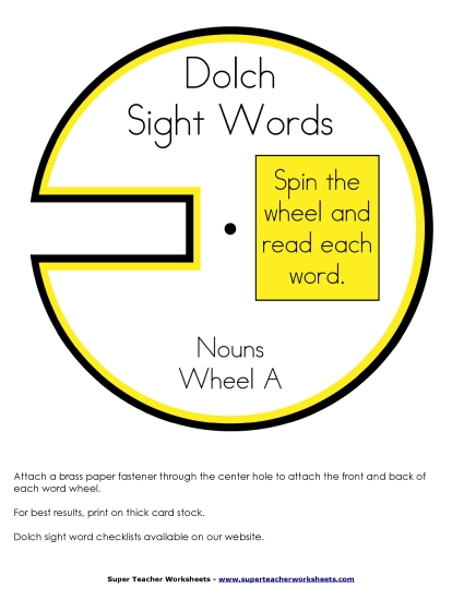 Dolch Word Wheels - Nouns