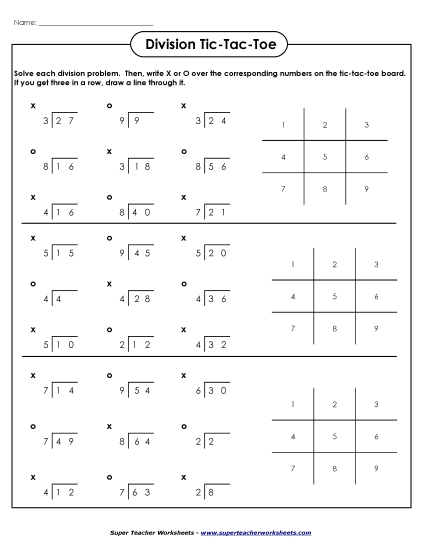 Basic Division Tic-Tac-Toe