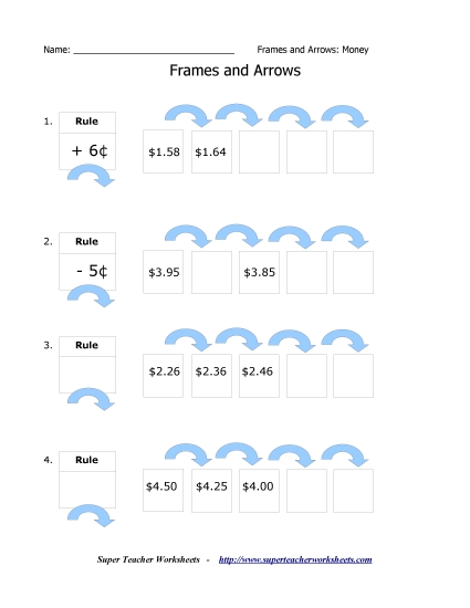 Frames and Arrows Worksheet (Money)