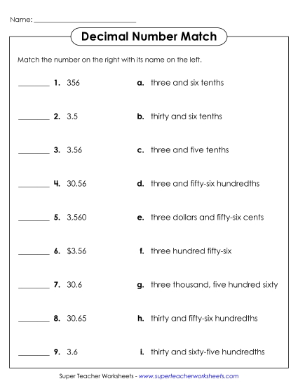 Decimal Number Match