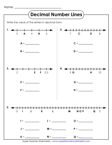 Decimal Number Line - Tenths #2