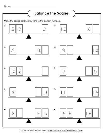 Decimal Balance Scales