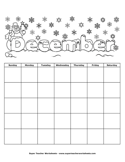 December Calendar (Winter)