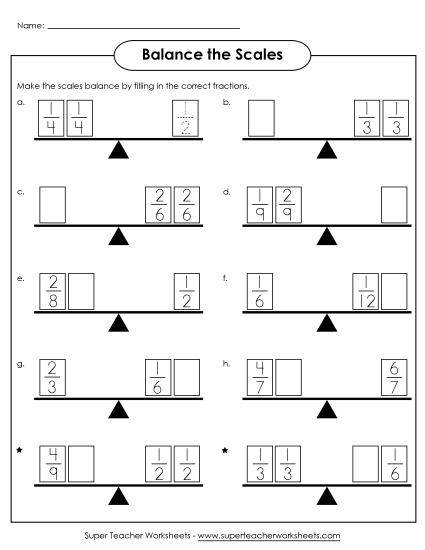 Fraction Balance Scales