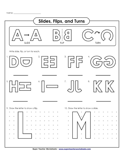 Alphabet Flips, Slides, and Turns