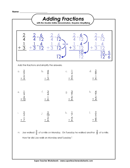Adding Fractions (Unlike Denominators)&nbsp; ADVANCED