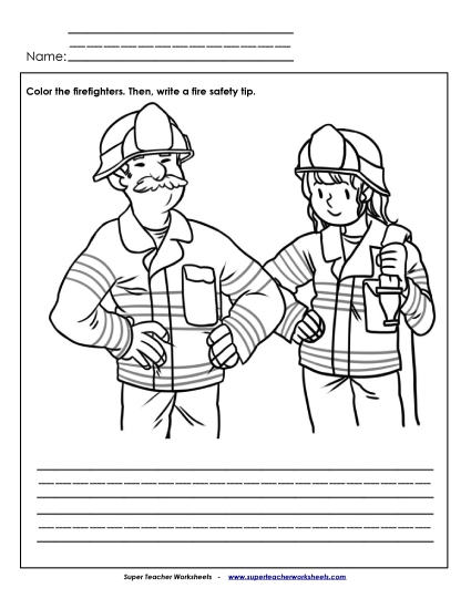 Fire Safety: Color & Write (Primary)