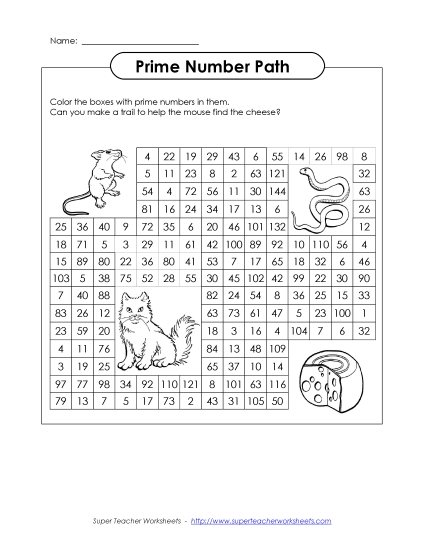 Prime Number Mouse Path