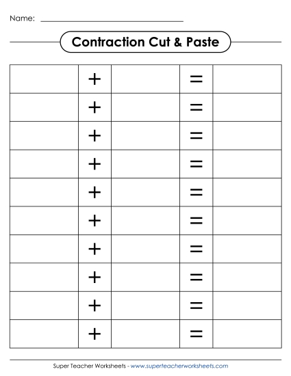 Contractions: Cut & Paste Activity 2