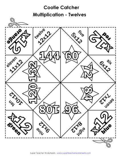 Cootie Catcher<br>Multiply by TWELVE