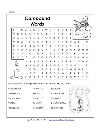 Compound Words<br>Word Search Puzzle