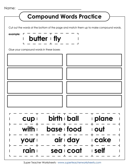 Cut & Glue Compound Words Activity