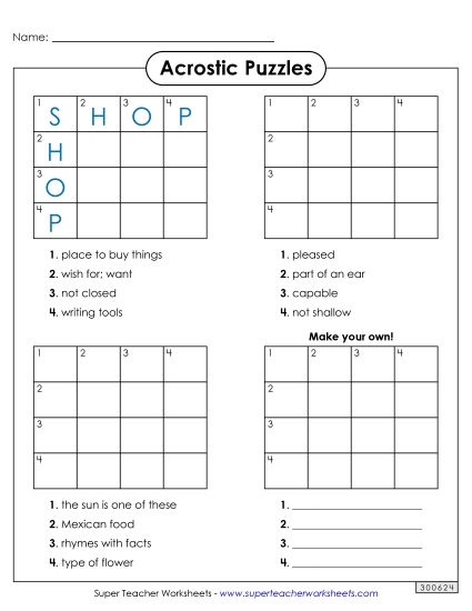 More Acrostic Squares (Easy)