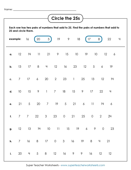 Circle the 25s (Medium)
