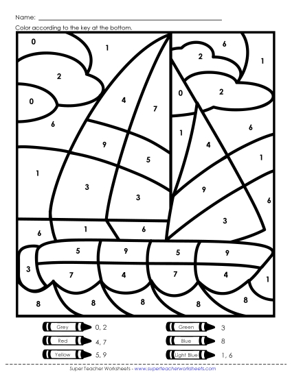 Color-by-Number - Sailboat