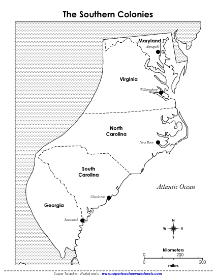 Map of the Southern Colonies