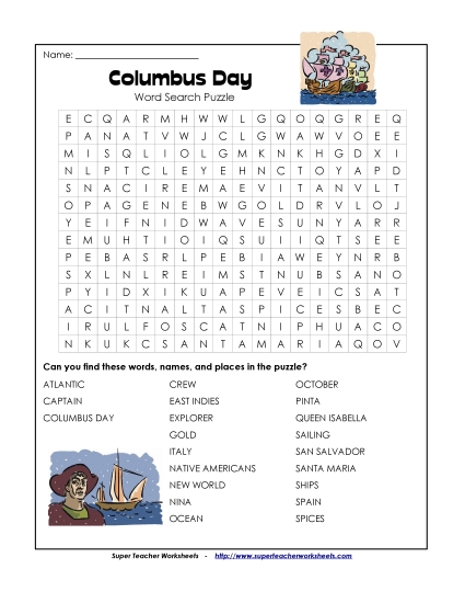 Christopher Columbus Word Search (Hard)
