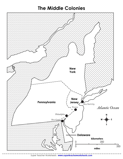 Map of the Middle Colonies