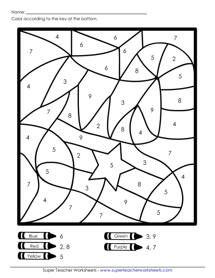 Color-By-Number Mystery Picture (Stocking) Christmas Worksheet