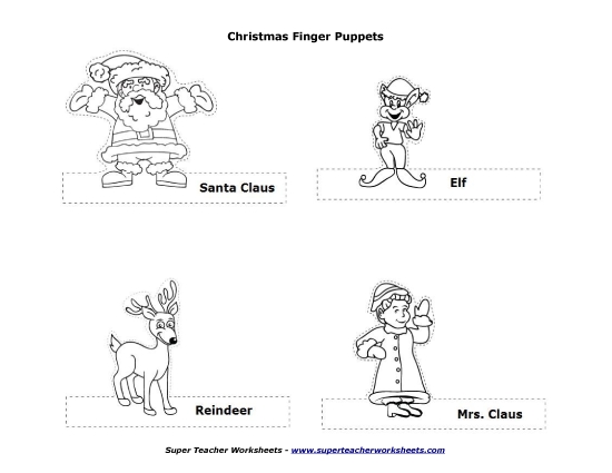 Christmas Finger Puppets Worksheet