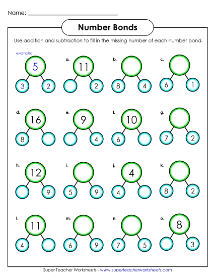 Number Bonds to 20<br>Worksheet 2