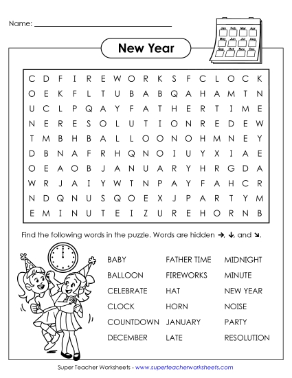 New Year Word Search