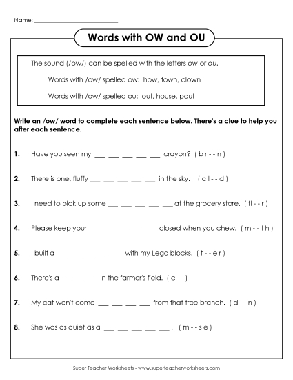 Sentences: OU and OW