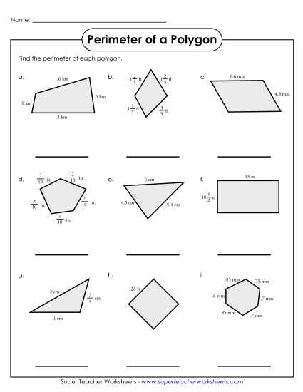 Perimeter of Polygons (Advanced)