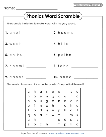 Word Scramble - /ch/