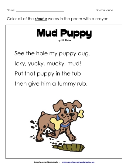 Phonics Poem: Mud Puppy