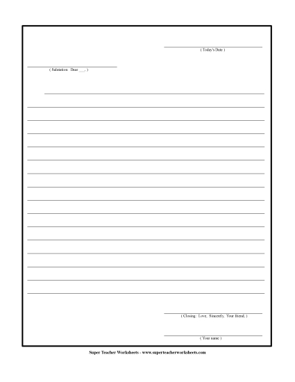 Friendly Letter Paper (with Prompts)