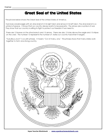 Great Seal of the USA (Read & Color)