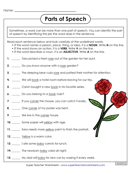 Parts of Speech:<br>Nouns, Verbs, and Adjectives