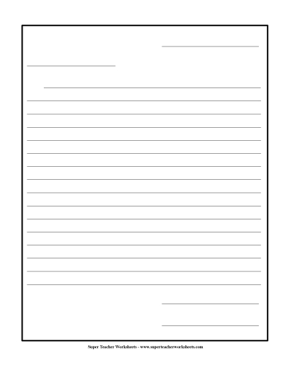 Friendly Letter Template #3<br>(No Prompts)