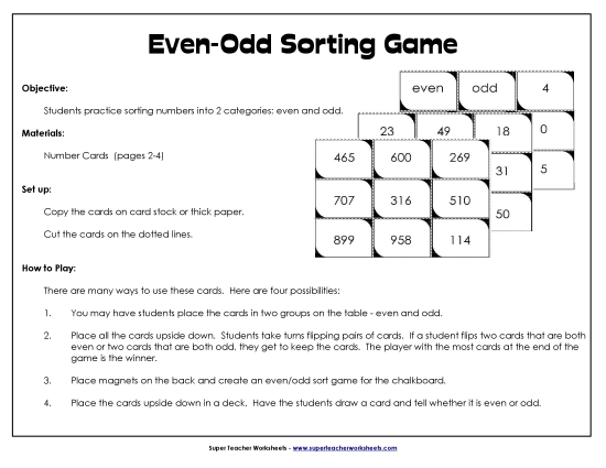 Odd-Even Card Sort Game