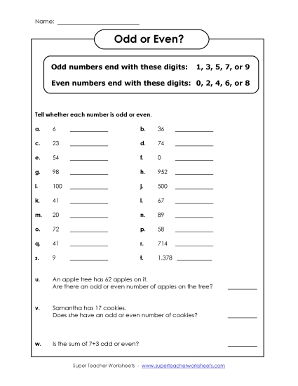 Even and Odd Numbers