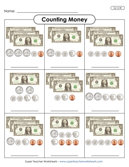 Counting Money up to $4