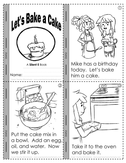 Silent E Mini-Book: Let\'s Bake a Cake