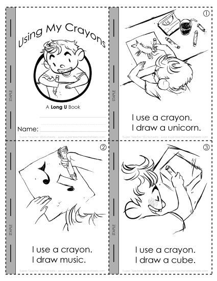 Long U Mini-Book : Using My Crayons