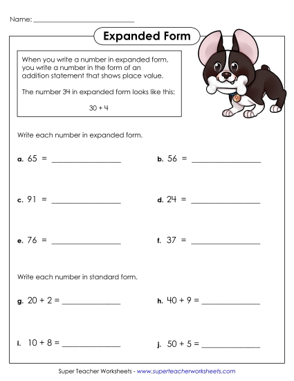 Expanded Form (2-Digit)