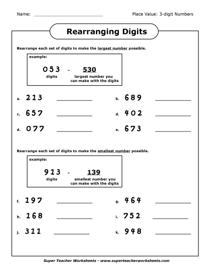 Rearranging Digits (3 Digit)