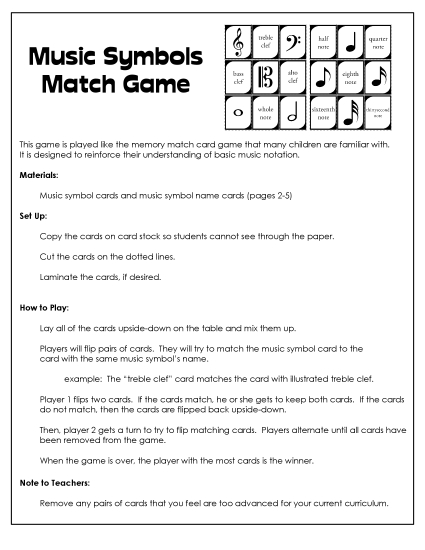Music Memory Match Game