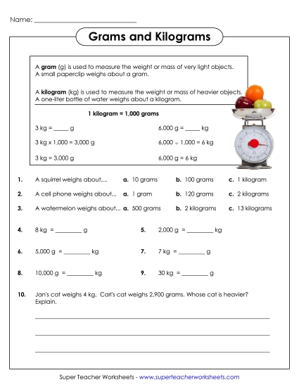 Grams and Kilograms (Easy)