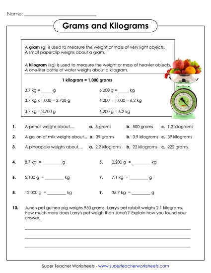 Grams and Kilograms (Harder)