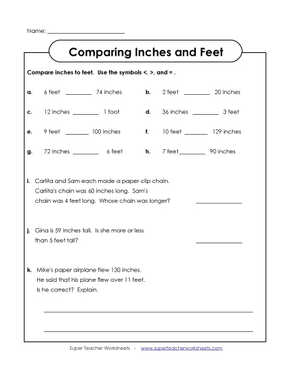 Comparing Feet & Inches