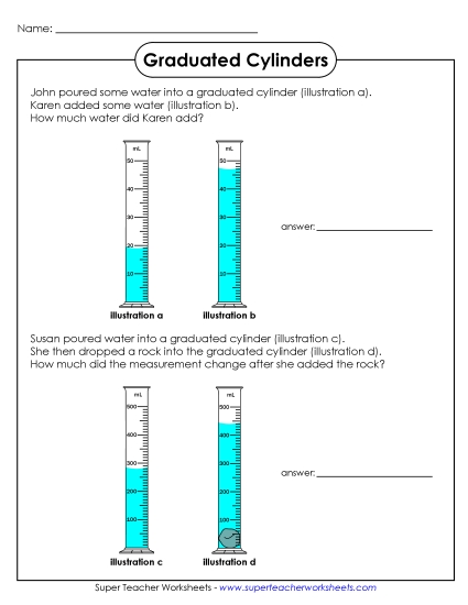 Grad Cylinders - Subtraction Problems