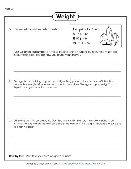 Weight Questions (Harder)