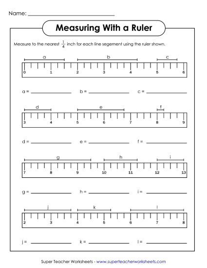 Measuring - Quarter Inch Line Segments