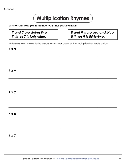 Multiplication Rhymes
